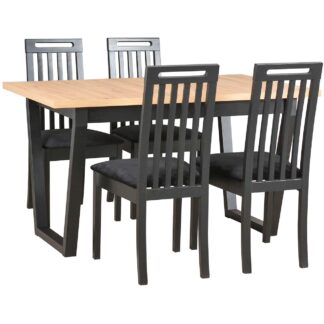 Stůl DS51 artisan laminát / černý + židle DK38 (4 ks) černá / 29B