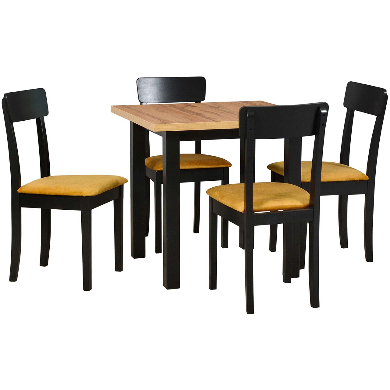 Stůl DS8 wotan laminát / černý + židle DK44 (4 ks) černá / 23B