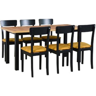 Stůl DS8 wotan laminát / černý + židle DK44 (6 ks) černá / 23B