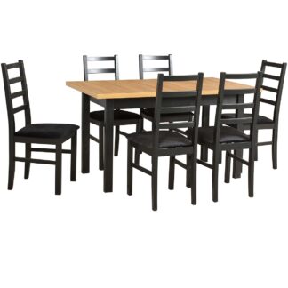 Stůl DS29 grandson laminát / černý + židle DK15 (6 ks) černá / 29B