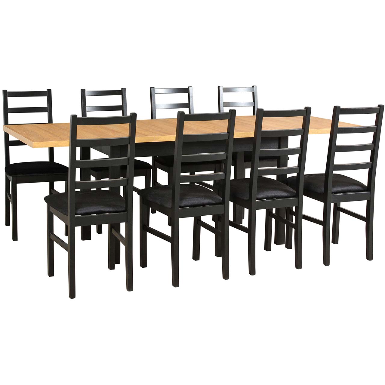 Stůl DS29 grandson laminát / černý + židle DK15 (8 ks) černá / 29B