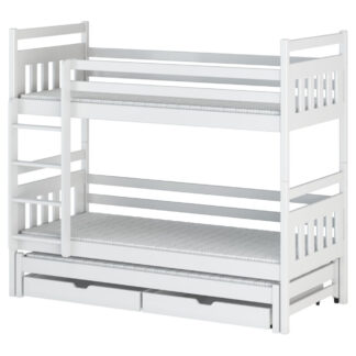 Třílůžková dřevěná patrová postel NERE 80x180