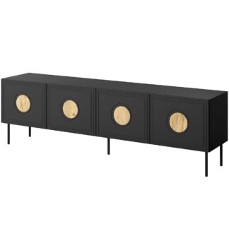 Komoda RTV LAZZO 200 černý mat / dub craft