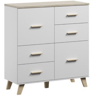 Komoda LOTAR 110 2D4S briliantově bílá / dub sonoma