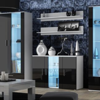 Obývací stěna BRNO 10B bílá / černý lesk