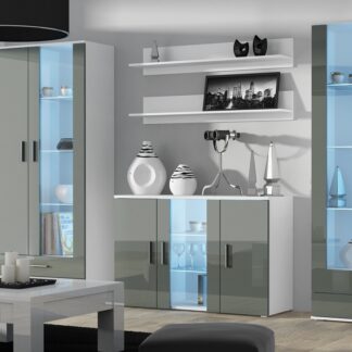 Obývací stěna BRNO 10F bílá / šedý lesk