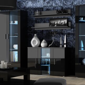 Obývací stěna BRNO 10D černá / černý lesk