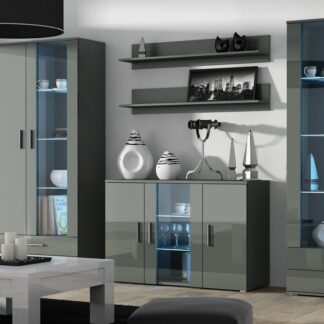 Obývací stěna BRNO 10H šedá / šedý lesk