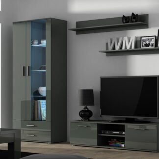 Obývací stěna BRNO 11H šedá / šedý lesk