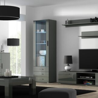 Obývací stěna BRNO 2H šedá / šedý lesk