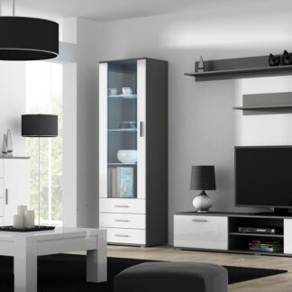 Obývací stěna BRNO 2G šedá / bílý lesk