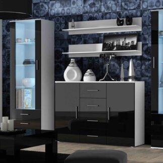 Obývací stěna BRNO 3B bílá / černý lesk