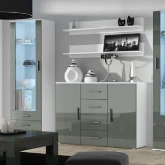 Obývací stěna BRNO 3F bílá / šedý lesk