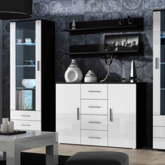 Obývací stěna BRNO 3C černá / bílý lesk