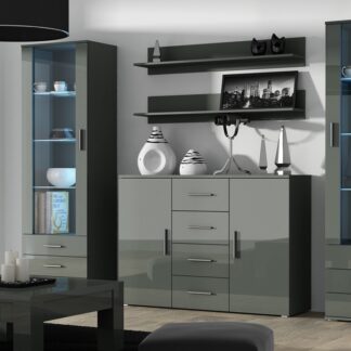 Obývací stěna BRNO 3H šedá / šedý lesk