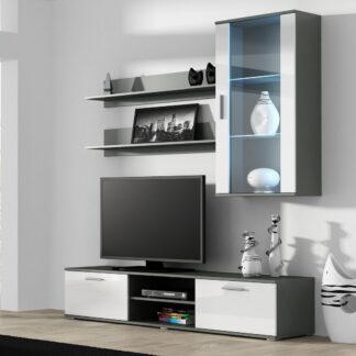 Obývací stěna BRNO 5G šedá / bílý lesk