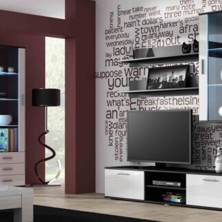 Obývací stěna BRNO 6C černá / bílý lesk