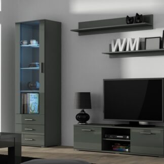 Obývací stěna BRNO 7H šedá / šedý lesk