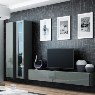 Obývací stěna GOVI GREY 2C šedá / šedý lesk