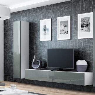 Obývací stěna GOVI GREY 4A bílá / šedý lesk