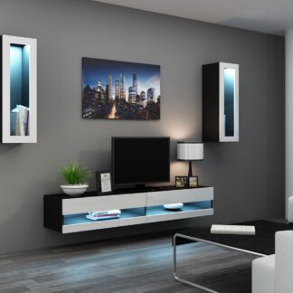 Obývací stěna GOVI NEW 11C černá / bílý lesk