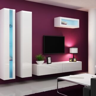 Obývací stěna GOVI NEW 2A bílá / bílý lesk