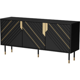 Komoda FUJI 150 3D černá / zlatý