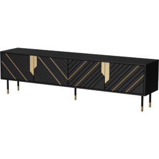 Komoda RTV FUJI 200 4D černá / zlatý
