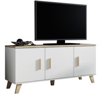 Komoda RTV LOTAR 150 3D briliantově bílá / dub sonoma