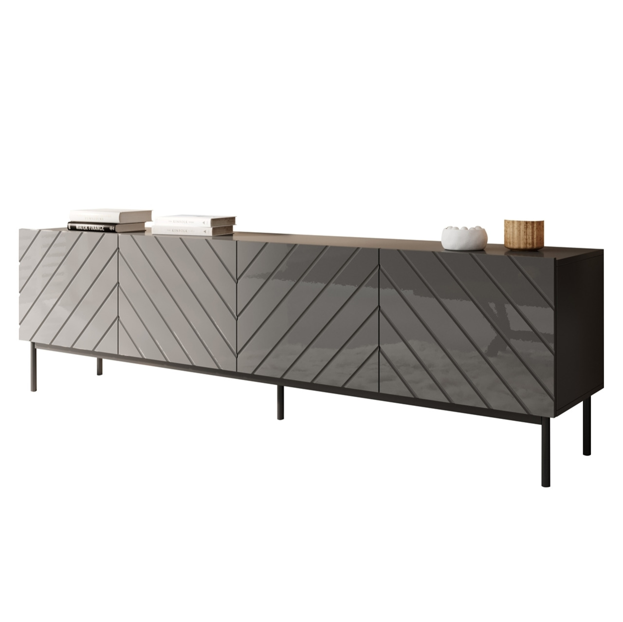 Komoda RTV BETO 200 grafit / černý rám