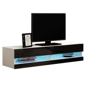 Komoda RTV 140 GOVI NEW VG12B bílá / černý lesk