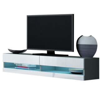 Komoda RTV 140 GOVI NEW GREY B VG12 šedá / bílý lesk