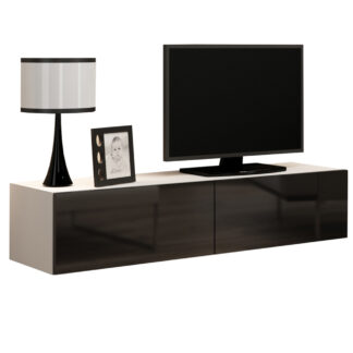 Komoda RTV 140 GOVI VG4B bílá / černý lesk