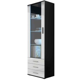 Vitrína BRNO SH1C černá / bílý lesk