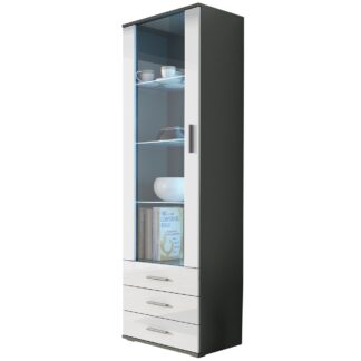 Vitrína BRNO SH1G šedá / bílý lesk