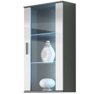 Závěsná vitrína BRNO SH2G šedá / bílý lesk