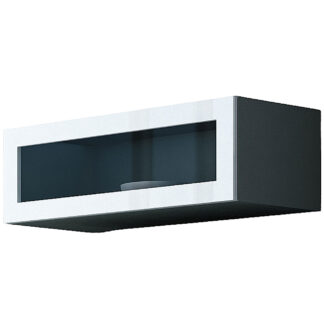 Závěsná vitrína se sklem 90 GOVI GREY B VG6 šedá / bílý lesk