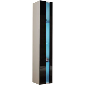 Vitrína vertikální GOVI NEW VG8B bílá / černý lesk