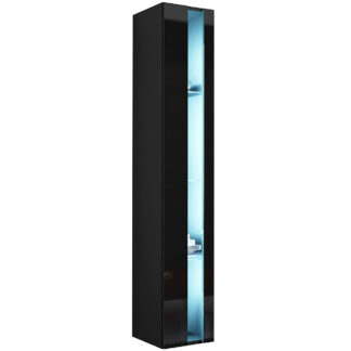 Vitrína vertikální GOVI NEW VG8D černá / černý lesk