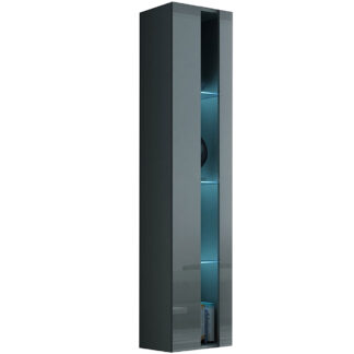 Vitrína vertikální GOVI NEW GREY C VG8 šedá / šedý lesk