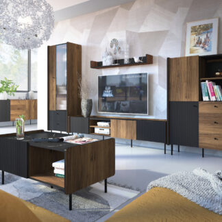 Nábytek do obývacího pokoje PRESTI 01 ořech warmia / černý