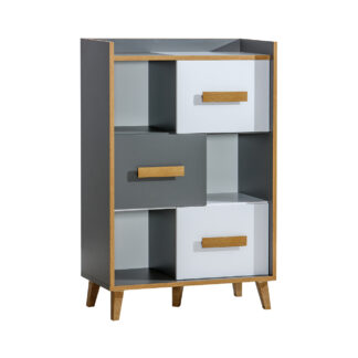 Komoda WERSA W5 antracit / dub riviera / briliantová bílá