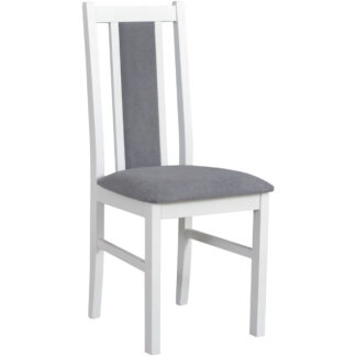 Bílá židle DK11 se šedou látkou 20B