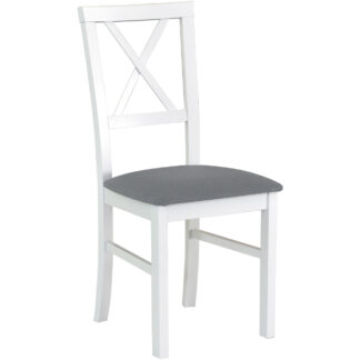 Bílá židle DK51 s šedým sedákem 20B