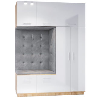 Předsíňová stěna levá CREON 2 craft zlatý / bílý lesk