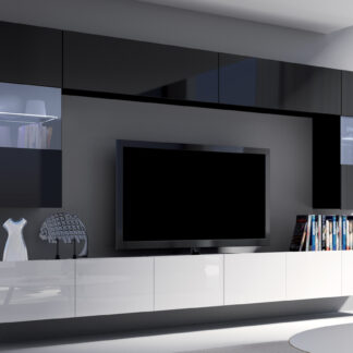 Obývací stěna CALABRIA 1 černá / bílý lesk