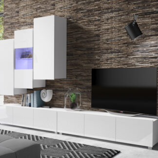 Obývací stěna CALABRIA 11 bílá / bílý lesk