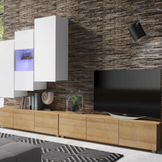 Obývací stěna CALABRIA 11 bílá / dub zlatý