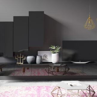 Obývací stěna CALABRIA 14 černá / černý lesk