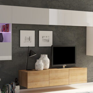 Obývací stěna CALABRIA 2 bílá / dub zlatý